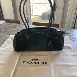 Coach Empire Medium Loved Black Leather Double-Handle Shoulder Bag